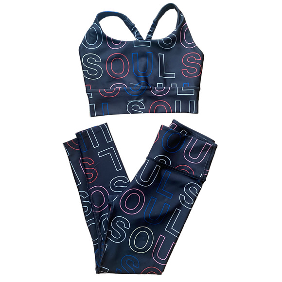 Soulcycle Soul Logo Black High Rise Leggings & Sports Bra Set Medium Multicolor - Picture 2 of 7